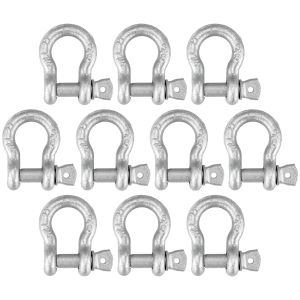 VULCAN Shackles with Screw Pins - Grade 43 - 3/8 Inch - 10 Pack - 4,000 Pound Safe Working Load