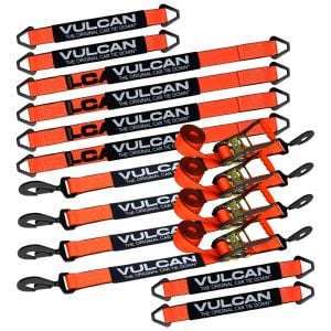 VULCAN Complete Axle Strap Tie Down Kit with Snap Hook Ratchet Straps - PROSeries - Includes (4) 22 Inch Axle Straps, (4) 36 Inch Axle Straps, and (4) 8' Snap Hook Ratchet Straps