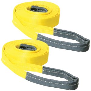 VULCAN Tow Strap with Reinforced Eye Loops - 2 Inch x 30 Foot - 2 Pack - 5,000 Pound Towing Capacity