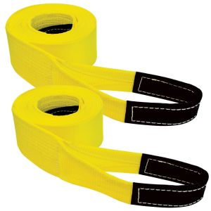 VULCAN Tow Strap with Reinforced Eyes - Heavy Duty - 4 Inch x 20 Foot - 2 Pack - 10,000 Pound Towing Capacity