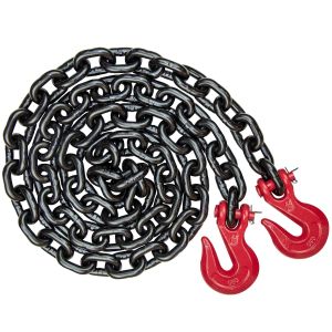 VULCAN Binder/Safety Chain Tie Down with Grab Hooks - Grade 80 - 1/2 Inch x 10 Foot - 12,000 Pound Safe Working Load