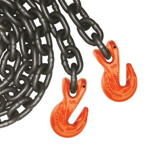 VULCAN Binder Chain Tie Down with Grab Hooks - Grade 100 - 3/8 Inch x 20 Foot - PROSeries - 8,800 Pound Safe Working Load