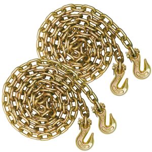 VULCAN Binder Chain with Clevis Grab Hooks - Grade 70 - 5/16 Inch x 20 Foot - 2 Pack - 4,700 Pound Safe Working Load