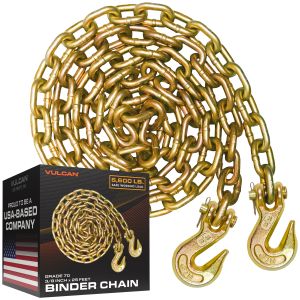 VULCAN Binder Chain with Clevis Grab Hooks - Grade 70 - 3/8 Inch x 25 Foot - 6,600 Pound Safe Working Load