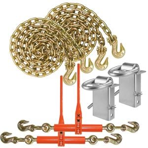 VULCAN Binder Chain, Load Binder, and D Ring Kit - Grade 70 - 3/8 Inch x 10 Foot