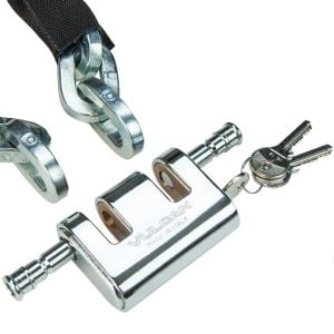 VULCAN Security Chain and Lock Kit - Premium Case-Hardened - 5/16 Inch x 3 Foot (+/- 1.5 Inches) - Chain Cannot Be Cut with Bolt Cutters or Hand Tools