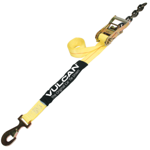 VULCAN Car Tie Down with Flat Chain Tail Ratchet - Snap Hook - 96 Inch - 3,300 Pound Safe Working Load