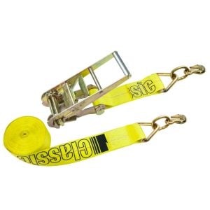 VULCAN Ratchet Strap with Grab Hooks - 3 Inch x 30 Foot - Classic Yellow - 5,000 Pound Safe Working Load