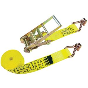 VULCAN Ratchet Strap with Wire Hooks - 3 Inch x 30 Foot - Classic Yellow - 5,000 Pound Safe Working Load