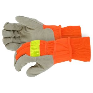 Hi-Visibility Split Leather Winter Lined Reflective Work Gloves