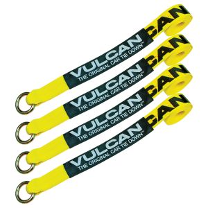 VULCAN Loop Exotic Car Tie Down Straps - 2 Inch x 12 Foot - Classic Yellow - Includes Four 2 Inch x 144 Inch Loop Straps