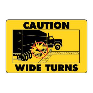 Wide Turns Decal with Truck