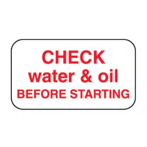 Check Oil & Water Decal