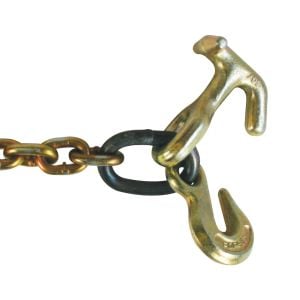 VULCAN Auto Hauling Chain - Grab Hook and Twisted T/J Combo Hook - Grade 70 - 5/16 Inch x 108 Inch  -  4,700 Pound Safe Working Load