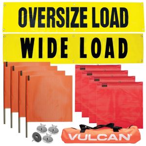 VULCAN Flags, Signs, and Magnets Kit - Includes 2 Reversible Wide/Oversize Load Signs, 4 Red Flags, 4 Orange Flags, and 4 Magnets