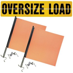 VULCAN Flags and Oversize Load Sign Kit - Includes 1 Aluminum Oversize Load Sign and 2 Heavy-Duty Spring Warning Flags