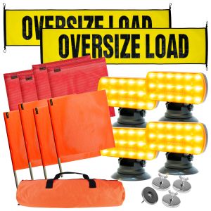 VULCAN Flags, Oversize Load Banners, and Magnets Kit - Includes 2 Stretch Cord Oversize Load Banners, 4 Magnets, 4 Red Flags, 4 Orange Flags, 4 Amber Flashers, and A Vented Storage Bag