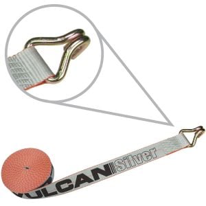 VULCAN Winch Strap with Wire Hook - 2 Inch x 27 Foot - 4 Pack - Silver Series - 3,300 Pound Safe Working Load